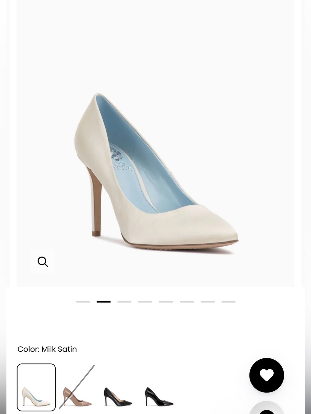 Vince Camuto Classic Milk Satin Pointed Toe High Heel Pump